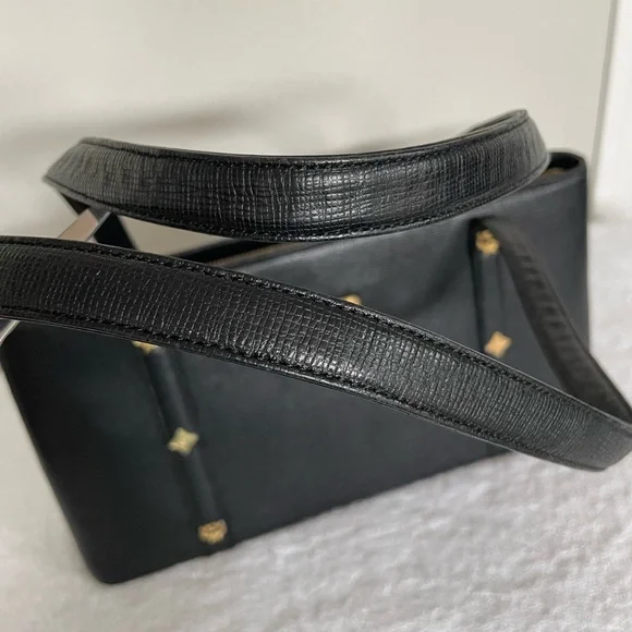 MCM Black Leather Tote Shoulder Bag with Gold Accents - Picture 13 of 13
